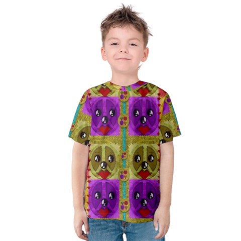 Peace Dogs Kids  Cotton Tee by pepitasart