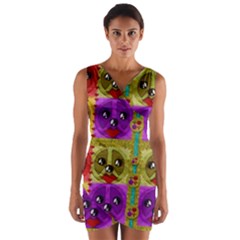 Peace Dogs Wrap Front Bodycon Dress by pepitasart