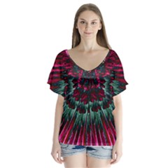 Like A Bird V-neck Flutter Sleeve Top by FarrellArts