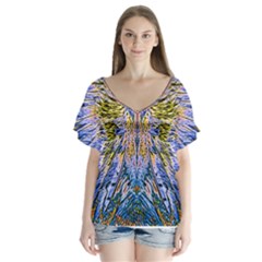 Soul Beauty V-neck Flutter Sleeve Top by FarrellArts