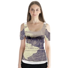 River Globe Butterfly Sleeve Cutout Tee 