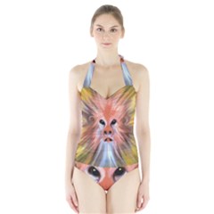 Monster Ghost Horror Face Halter Swimsuit by Nexatart