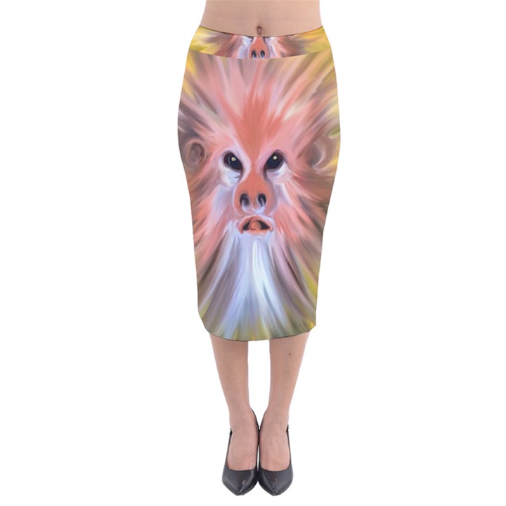 Monster Ghost Horror Face Velvet Midi Pencil Skirt