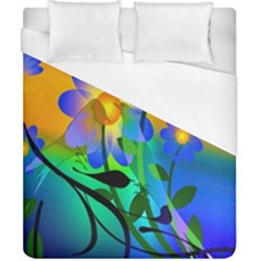 Abstract Flowers Bird Artwork Duvet Cover (california King Size)