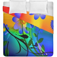 Abstract Flowers Bird Artwork Duvet Cover Double Side (king Size)