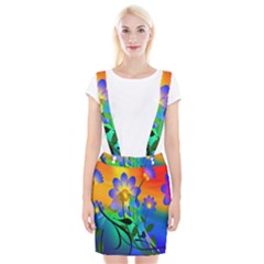 Abstract Flowers Bird Artwork Suspender Skirt by Nexatart