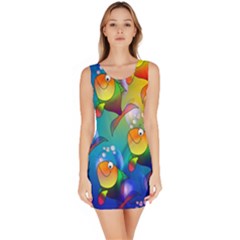 Fish Pattern Sleeveless Bodycon Dress