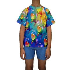 Fish Pattern Kids  Short Sleeve Swimwear by Nexatart