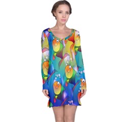 Fish Pattern Long Sleeve Nightdress by Nexatart