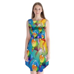 Fish Pattern Sleeveless Chiffon Dress  