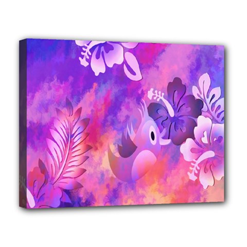 Abstract Flowers Bird Artwork Canvas 14  X 11  by Nexatart