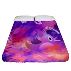 Abstract Flowers Bird Artwork Fitted Sheet (king Size)