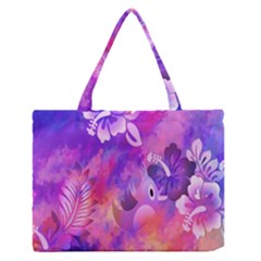 Abstract Flowers Bird Artwork Medium Zipper Tote Bag