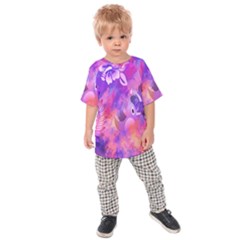 Abstract Flowers Bird Artwork Kids  Raglan Tee