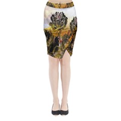 Abstract Digital Art Midi Wrap Pencil Skirt