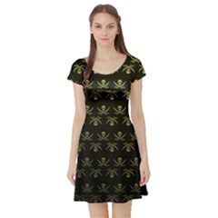 Abstract Skulls Death Pattern Short Sleeve Skater Dress by Nexatart