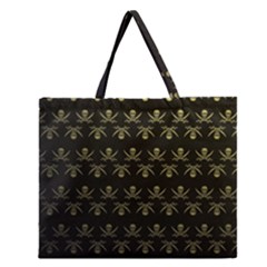 Abstract Skulls Death Pattern Zipper Large Tote Bag by Nexatart