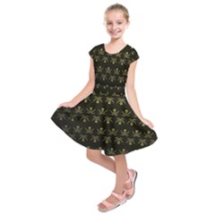 Abstract Skulls Death Pattern Kids  Short Sleeve Dress