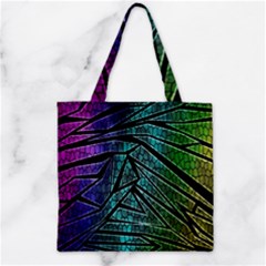 Abstract Background Rainbow Metal Zipper Grocery Tote Bag by Nexatart