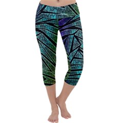 Abstract Background Rainbow Metal Capri Yoga Leggings