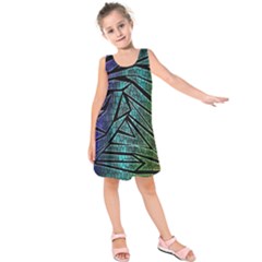 Abstract Background Rainbow Metal Kids  Sleeveless Dress by Nexatart