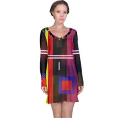 Abstract Art Geometric Background Long Sleeve Nightdress by Nexatart