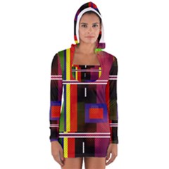 Abstract Art Geometric Background Women s Long Sleeve Hooded T-shirt