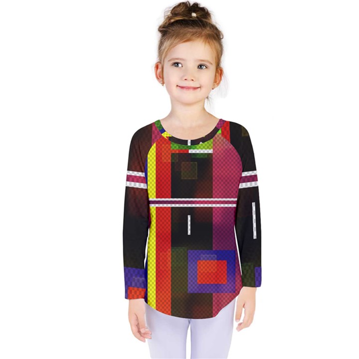 Abstract Art Geometric Background Kids  Long Sleeve Tee