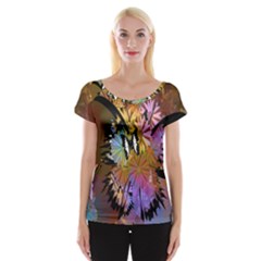 Abstract Digital Art Women s Cap Sleeve Top