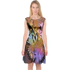 Abstract Digital Art Capsleeve Midi Dress