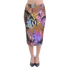 Abstract Digital Art Velvet Midi Pencil Skirt