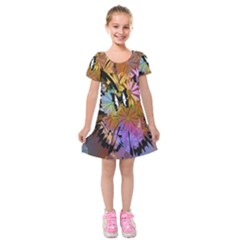 Abstract Digital Art Kids  Short Sleeve Velvet Dress by Nexatart