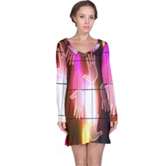 Abstract Background Design Squares Long Sleeve Nightdress