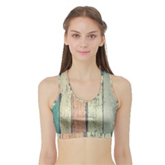 Abstract Board Construction Panel Sports Bra With Border