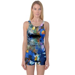 Abstract Farm Digital Art One Piece Boyleg Swimsuit by Nexatart