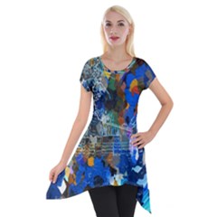 Abstract Farm Digital Art Short Sleeve Side Drop Tunic