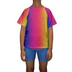 Abstract Rainbow Kids  Short Sleeve Swimwear