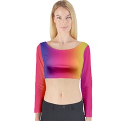 Abstract Rainbow Long Sleeve Crop Top