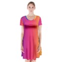 Abstract Rainbow Short Sleeve V-neck Flare Dress View1