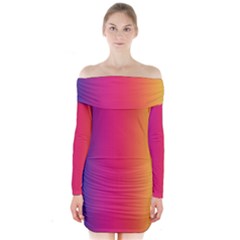 Abstract Rainbow Long Sleeve Off Shoulder Dress