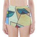 Abstract Art Face High-Waisted Bikini Bottoms View1