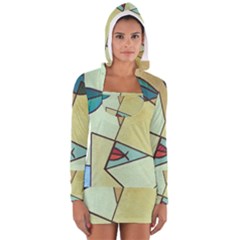 Abstract Art Face Women s Long Sleeve Hooded T-shirt