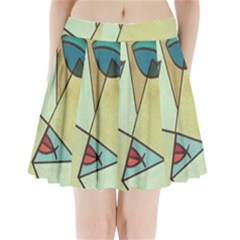 Abstract Art Face Pleated Mini Skirt by Nexatart