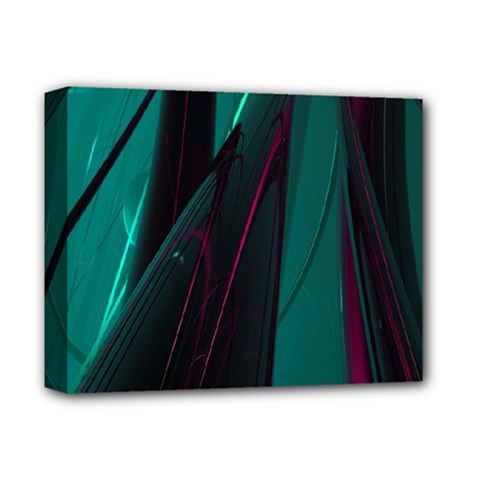 Abstract Green Purple Deluxe Canvas 14  X 11 