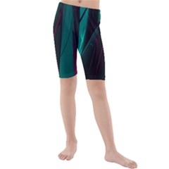 Abstract Green Purple Kids  Mid Length Swim Shorts by Nexatart