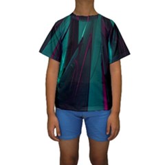 Abstract Green Purple Kids  Short Sleeve Swimwear by Nexatart