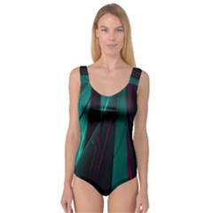 Abstract Green Purple Princess Tank Leotard 