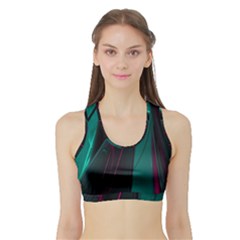 Abstract Green Purple Sports Bra With Border