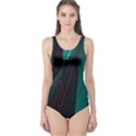 Abstract Green Purple One Piece Swimsuit View1