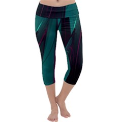 Abstract Green Purple Capri Yoga Leggings by Nexatart